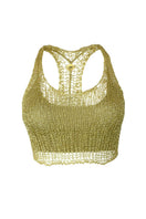 Light gold chain racerback bralette top by Natalia Fedner featuring a sleek, stylish design with chain details against a neutral background.