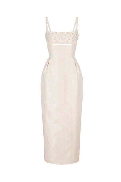 BEADED BROCADE PENCIL MIDI DRESS | CULT MIA | Montsand BEADED BROCADE PENCIL MIDI DRESS | CULT MIA | Montsand