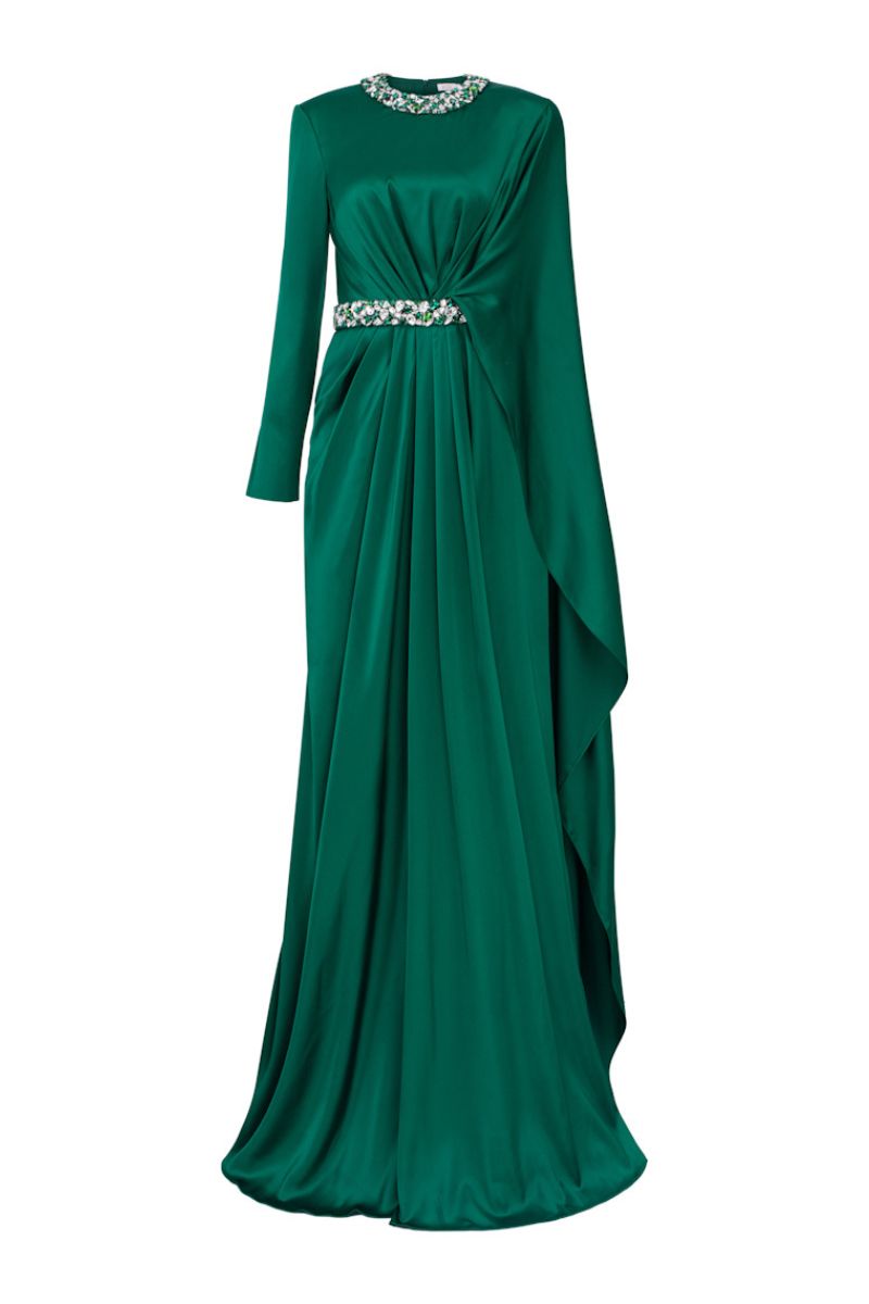 AURELIA SILK SATIN FLARED MAXI DRESS - CULT MIA