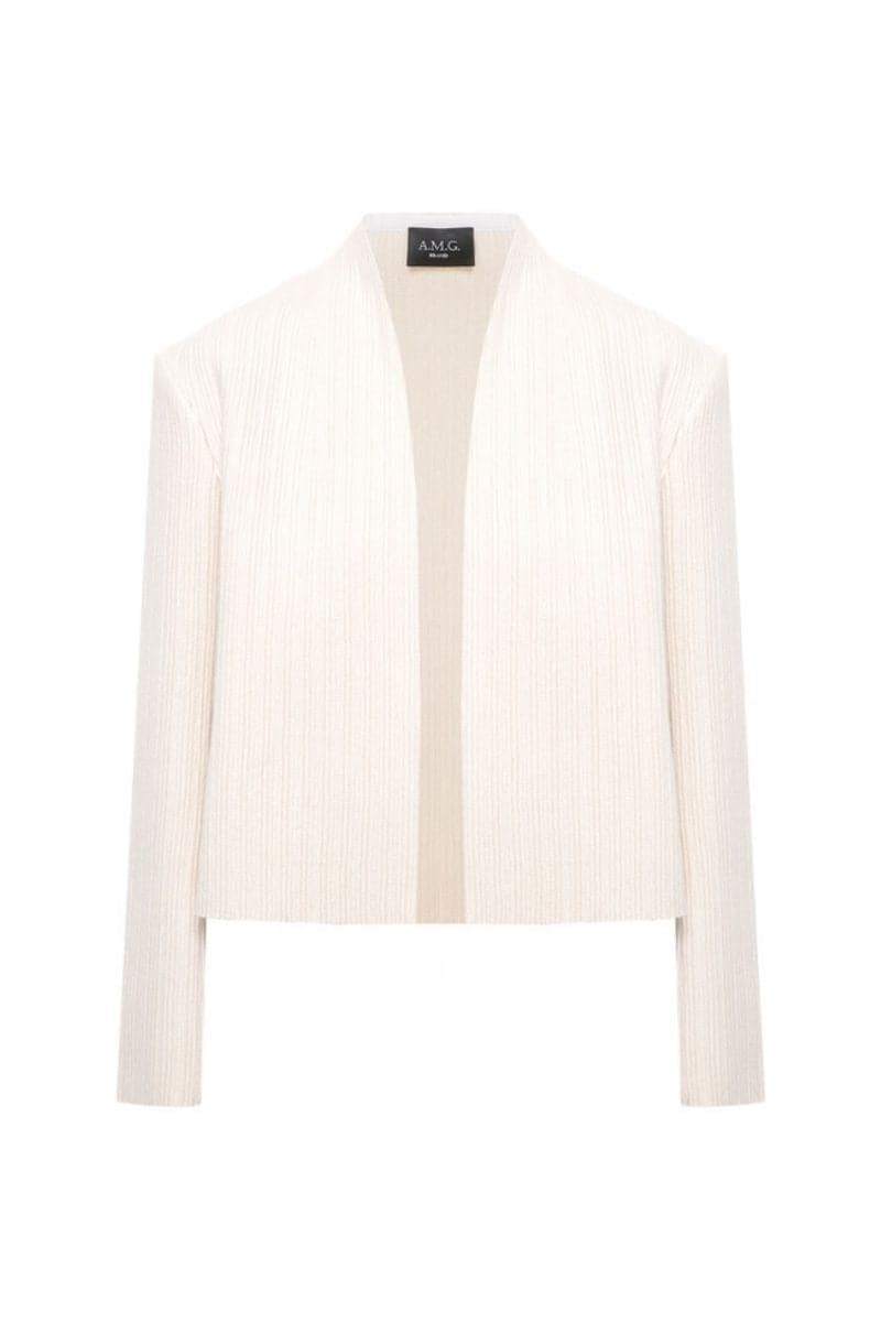 WHITE WOOL EMBOSSED JACKET - CULT MIA