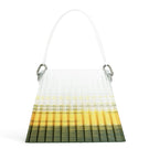 Touchless CULT MIA X green and yellow pleated ombre top handle handbag with a sleek, stylish design and textured fabric.