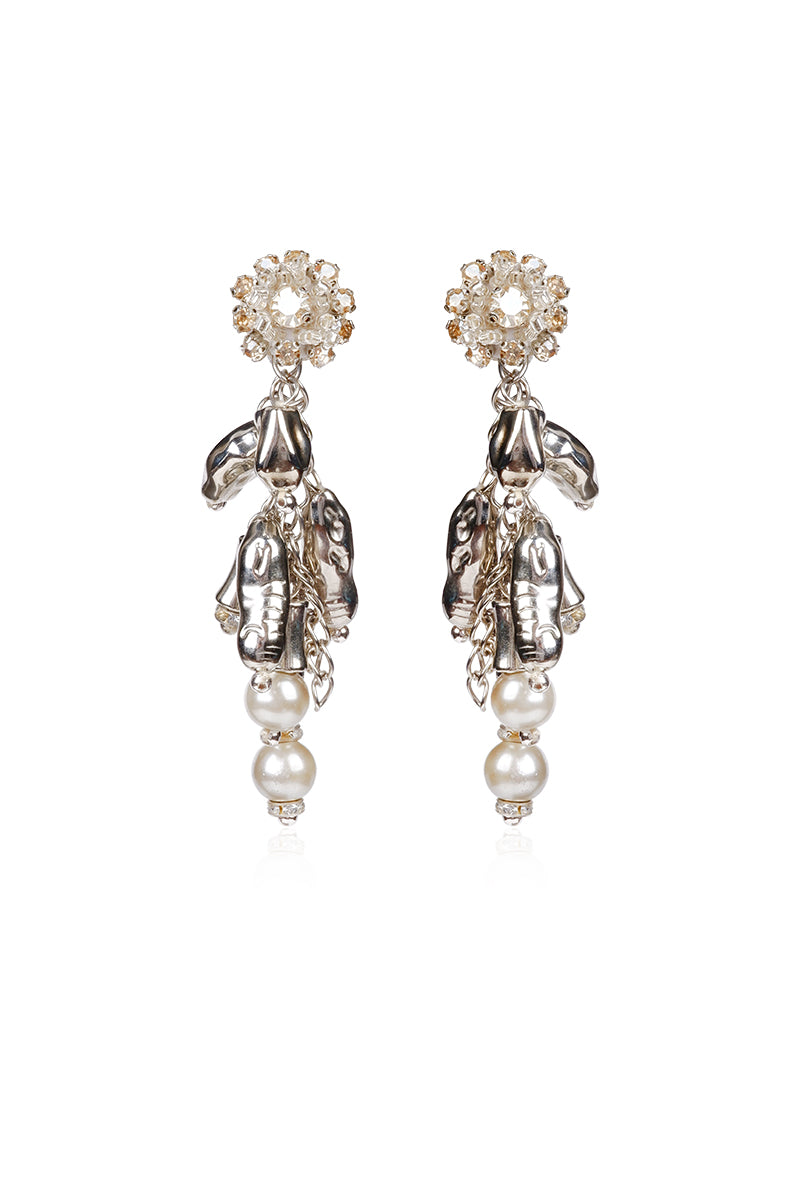 Aidan & Ice Neilla silver earrings featuring sleek, modern design with polished silver finish, displayed on a white background.