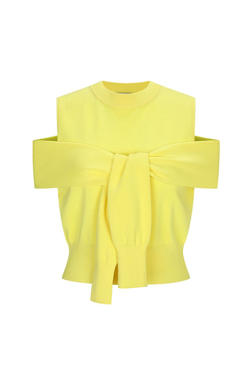 Chictopia Martha yellow vest top featuring a sleeveless design and stylish fit, perfect for casual or layered looks.