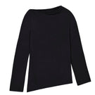 Dāl the Label modal asymmetric knit top featuring a stylish, flowy design and unique hemline in soft, comfortable fabric.