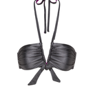 Suncillo Virna glossy bikini top in anthracite gray with a sleek, shiny finish, designed for stylish swimwear.