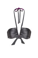 Suncillo Virna glossy bikini top in anthracite gray with a sleek, shiny finish, designed for stylish swimwear.