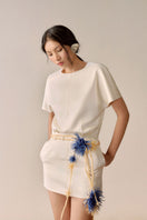 Light ivory Bloom mini dress by Lecia featuring a fitted silhouette and short sleeves, perfect for casual or semi-formal occasions.
