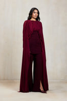 Deme By Gabriella aubergine co-ord set featuring a stylish matching top and pants, perfect for casual or chic occasions.