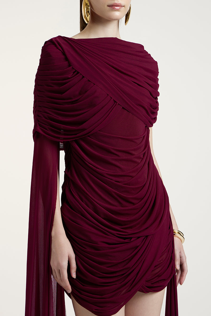 Deme by Gabriella Nicole aubergine mini dress showcasing a stylish fit and elegant design, perfect for casual or evening wear.