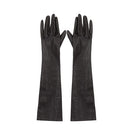 Black vegan leather gloves with crocodile embossing from Kris Marán, stylish and elegant for cold weather.