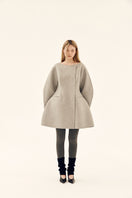 Gray dropped shoulder coat by Chictopia, stylish and cozy outerwear with a relaxed fit, shown on a model.