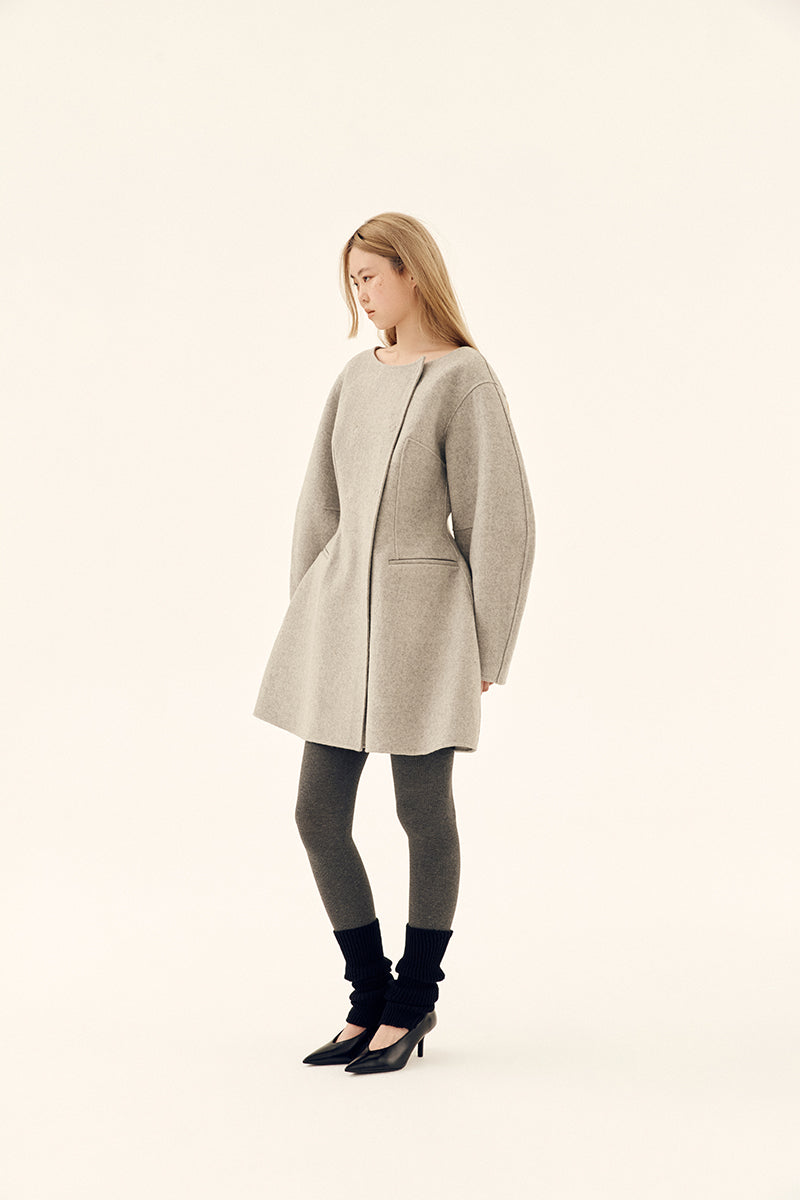 Gray dropped shoulder coat by Chictopia, stylish outerwear with relaxed fit and tailored design, ideal for fall and winter.