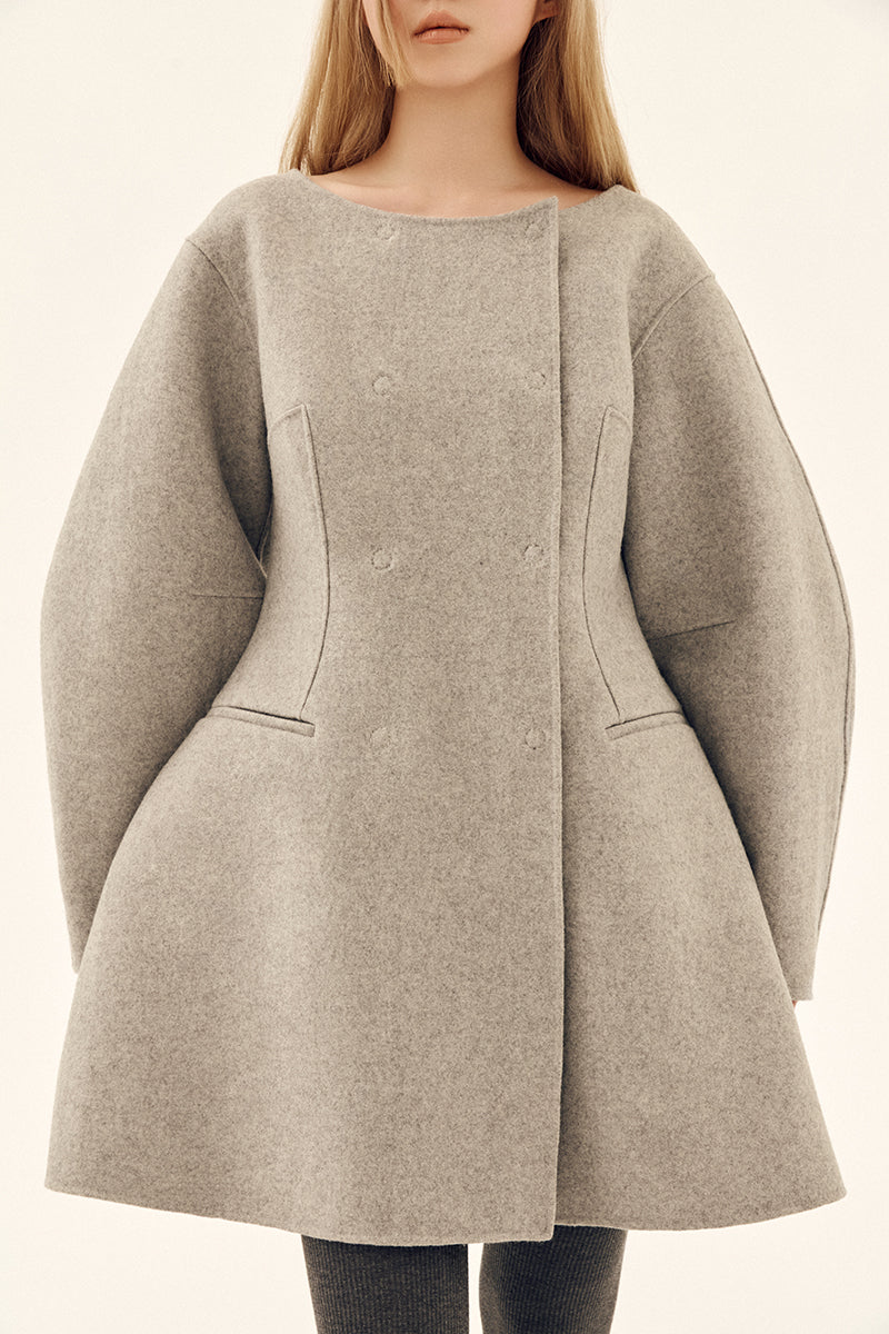 Gray dropped shoulder coat by Chictopia, stylish outerwear with relaxed fit and tailored details, perfect for layered winter looks.