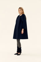 Chictopia midnight cocoon coat in navy, stylish oversized coat with a relaxed fit and soft fabric, ideal for colder weather.