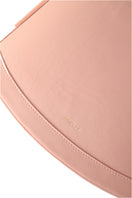 Pink POELLE Bell mini bag with top handle, showcasing a compact, stylish design perfect for casual or evening outings.