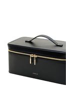 Large black POELLE LILIBET top handle bag with structured design and sturdy handles.