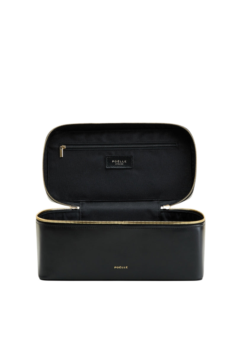 Large black POELLE LILIBET bag with top handle, stylish and spacious for everyday use.