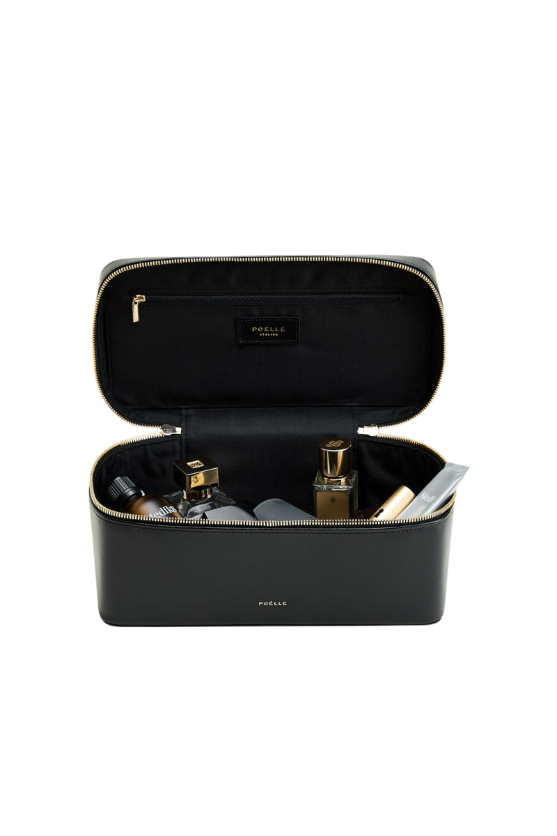 Large black POELLE LILIBET top handle bag with sleek design and sturdy handles, perfect for everyday use.