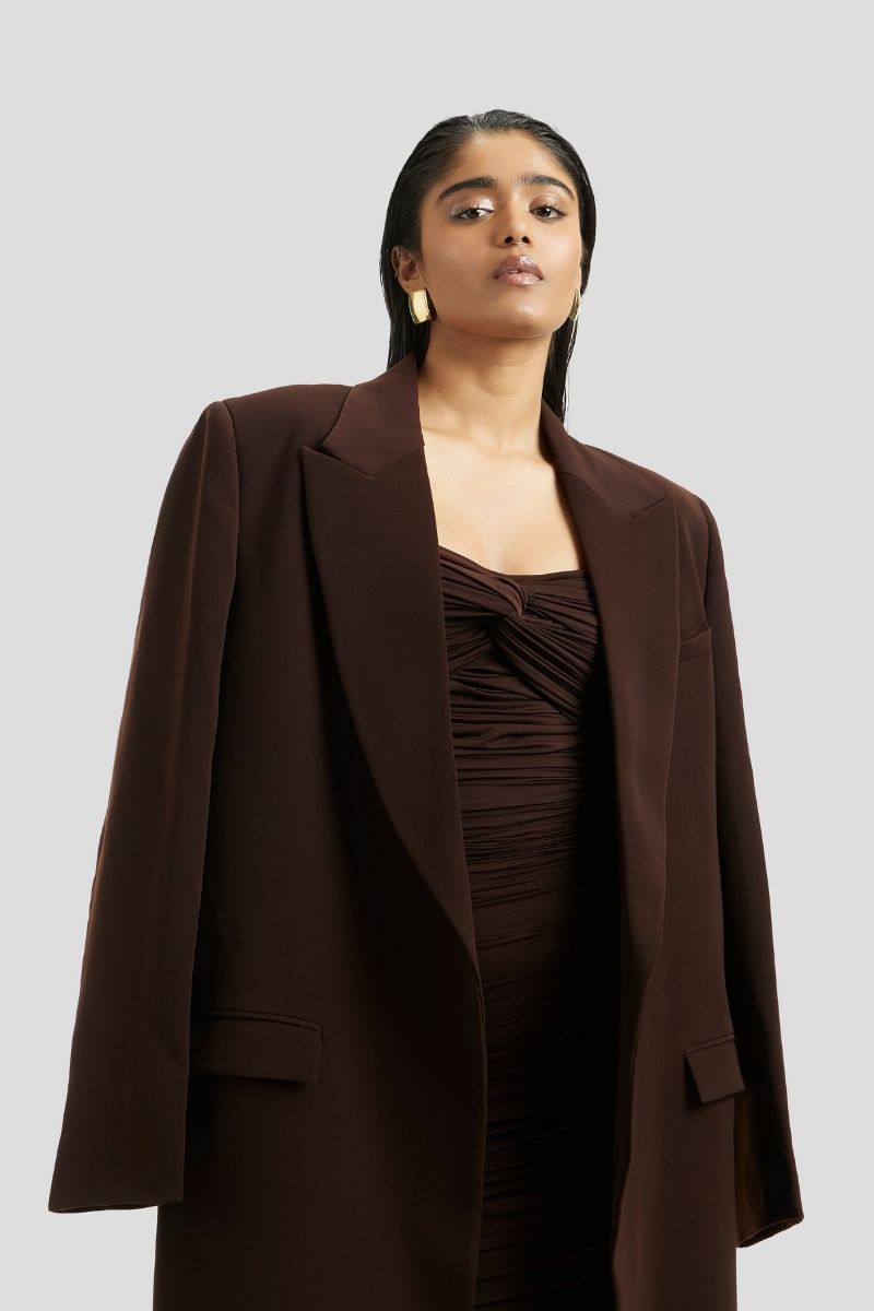 ESME COAT IN CHOCOLATE BROWN - CULT MIA