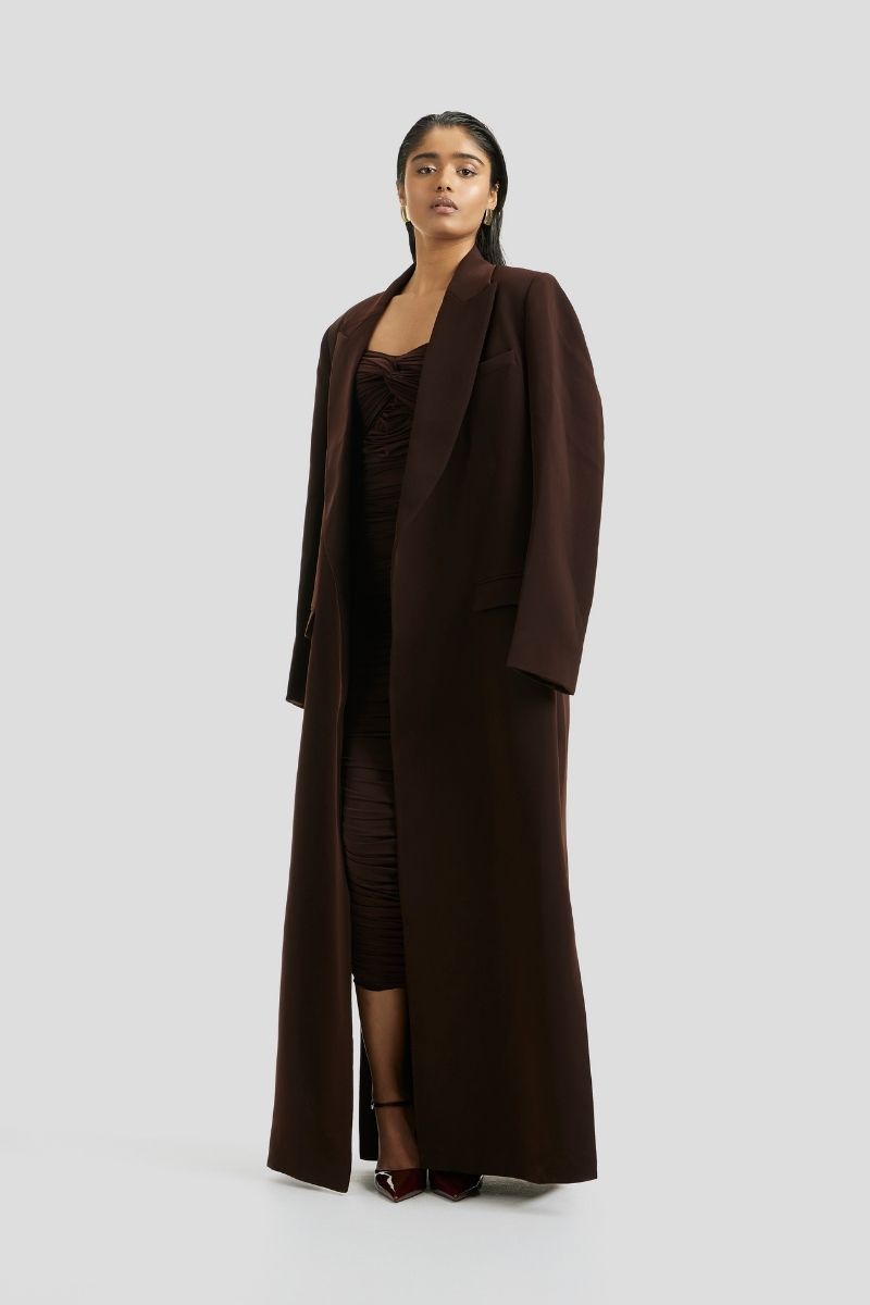 ESME COAT IN CHOCOLATE BROWN - CULT MIA