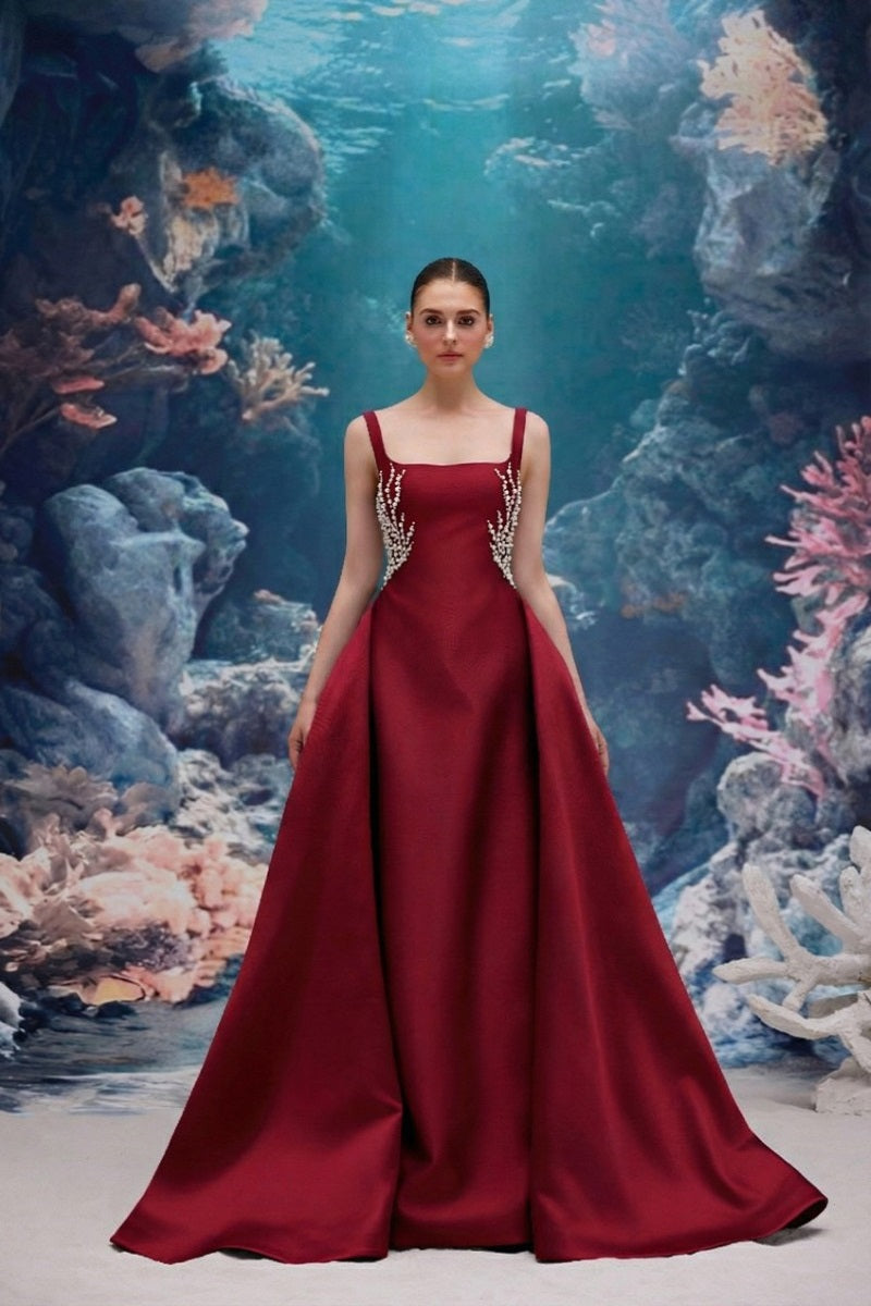 SIENNA ROYAL TAFFETA DRESS IN RED