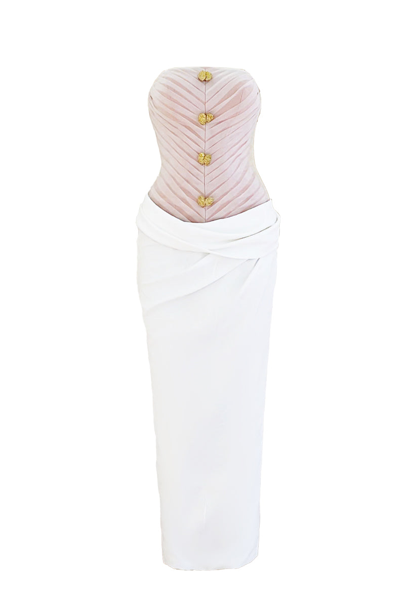 Do Long Etherel gown, elegant long dress in soft fabric with flowing design, perfect for formal occasions.