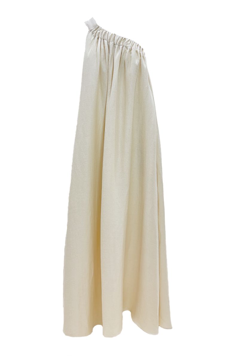 ELLA ONE SHOULDER DRESS IN CREME - CULT MIA