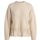 Rebecca Taylor Emelia Fringe Sweater in Alabaster, showcasing a soft knit sweater with fringe details and a relaxed fit.