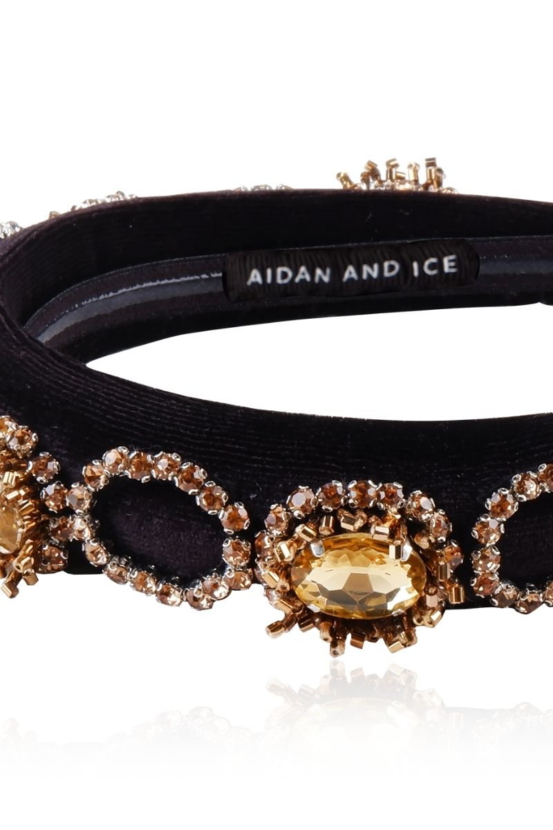 COOPER GOLD CRYSTAL AND SEED BEADS HEADBAND - CULT MIA