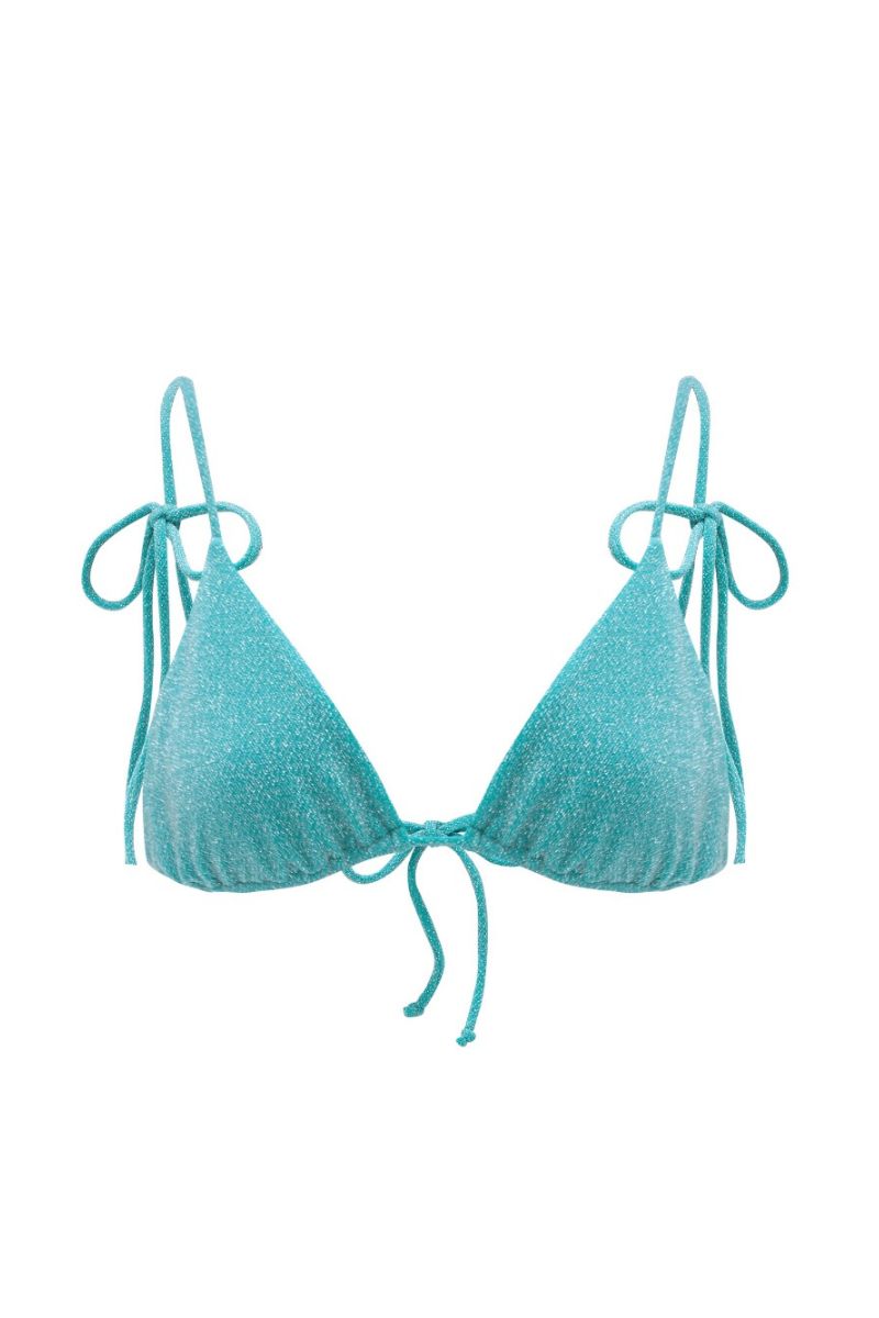 Suncillo Claudia bikini top in turquoise, featuring a stylish swimwear design with adjustable straps and vibrant color.