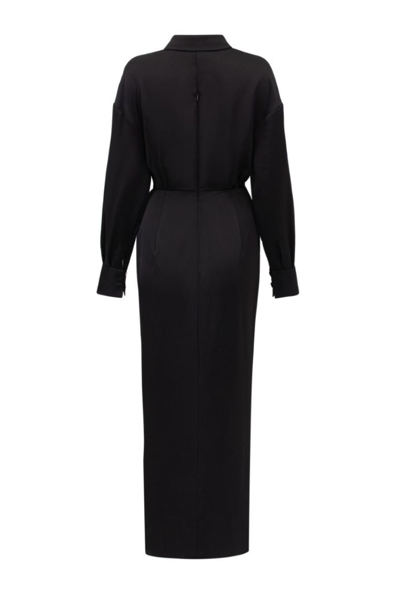 DESI BLACK RAW CRYSTAL SHIRT AND MIDI SKIRT - CULT MIA