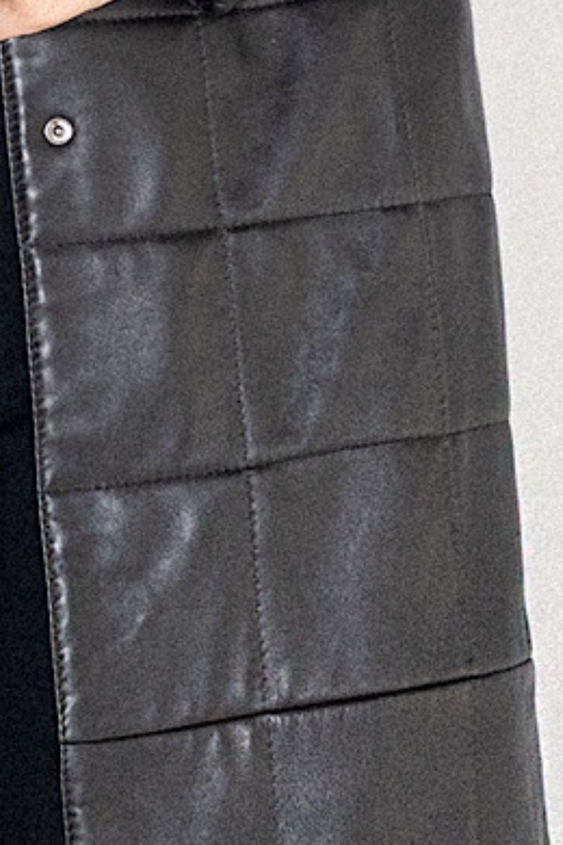 MAPLE LONG BLACK LEATHER COAT - CULT MIA