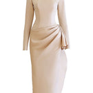 Do Long floral neckline midi dress featuring a stylish design with a floral pattern on the neckline and a classic midi length.