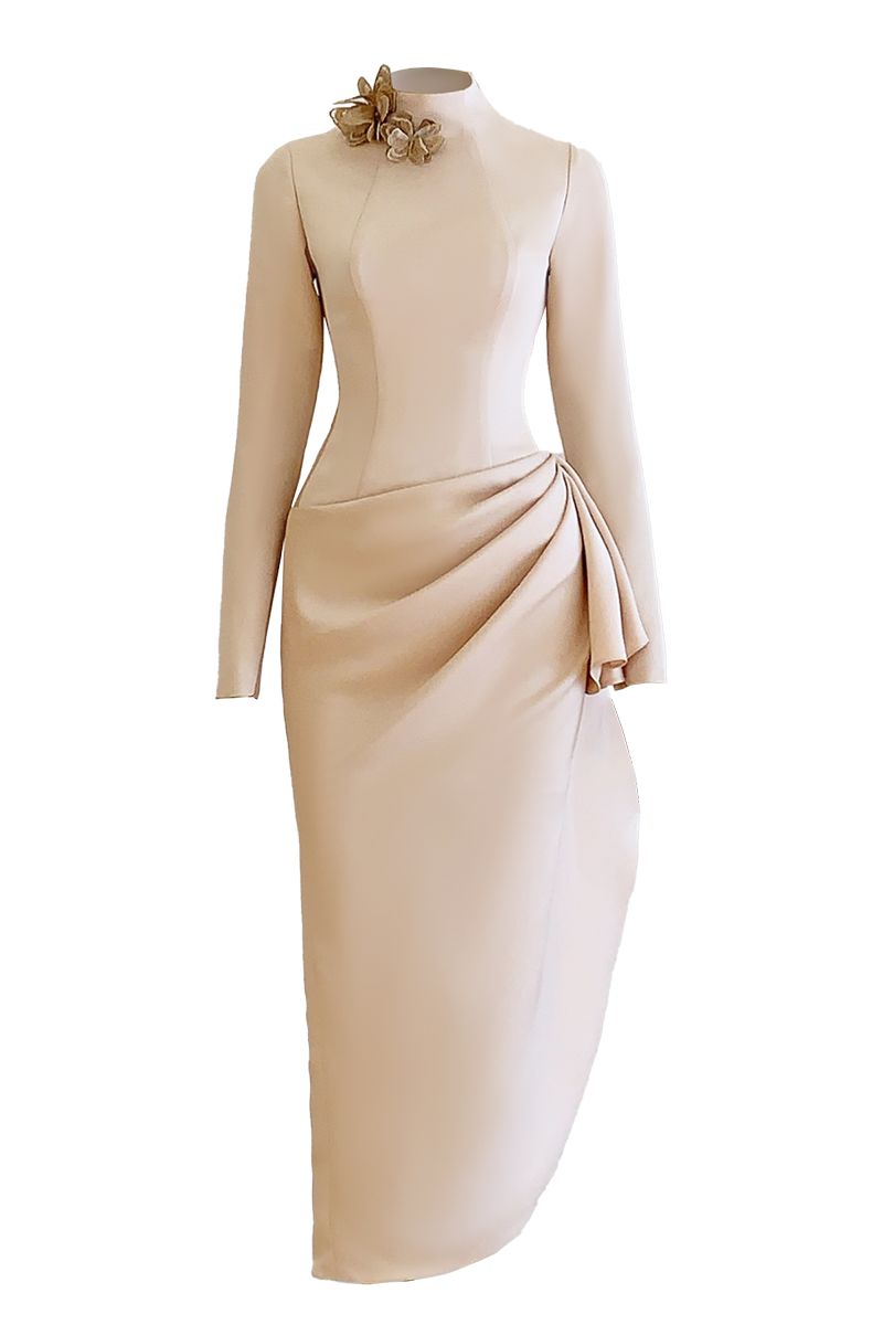 INSECTA MIDI DRESS WITH FLORAL NECKLINE - CULT MIA