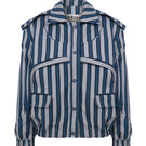 Blue striped Cave Biker Jacket by ColoReve, featuring a stylish and casual design perfect for everyday wear.