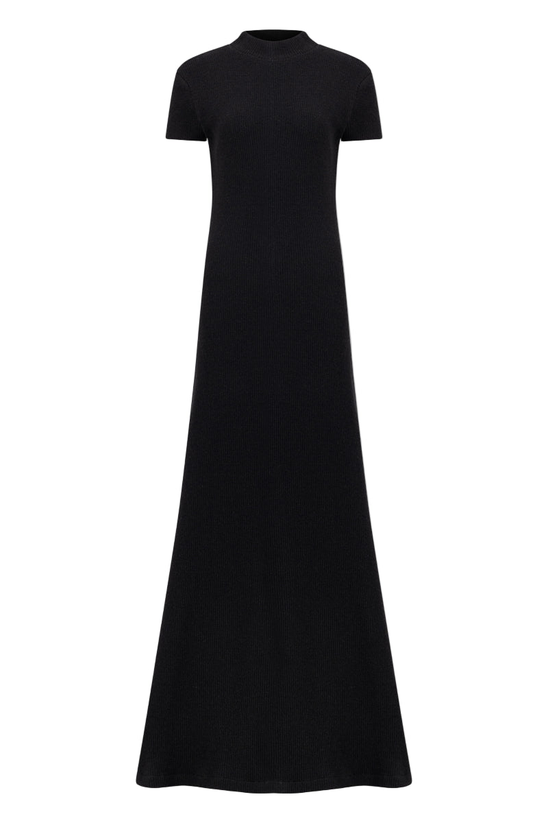 CLASSIC KNIT A-LINE DRESS IN BLACK