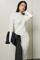 Lecia Cape-Back Maxi Dress featuring a flowing silhouette and elegant cape detail, perfect for formal occasions.