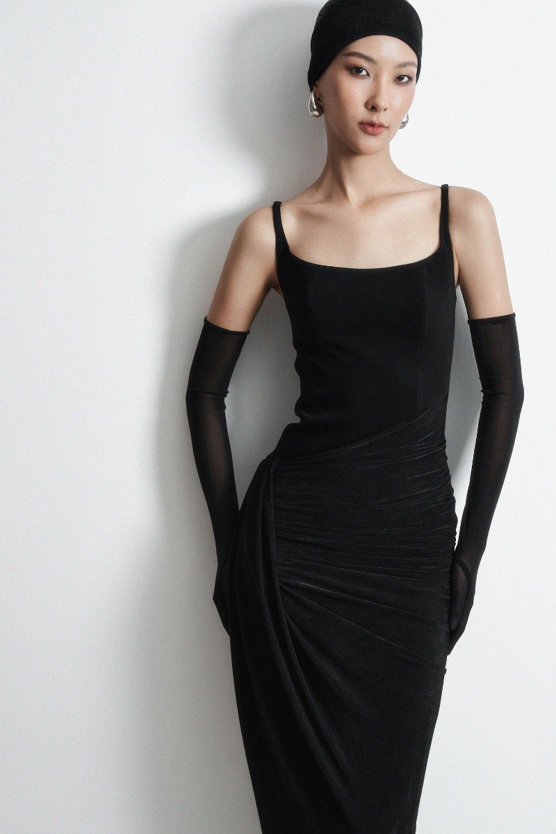 CURRENT NOIR DRESS IN BLACK - CULT MIA