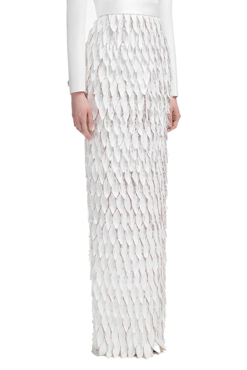 LONG SLEEVE LAYERED LEAF MAXI DRESS - CULT MIA