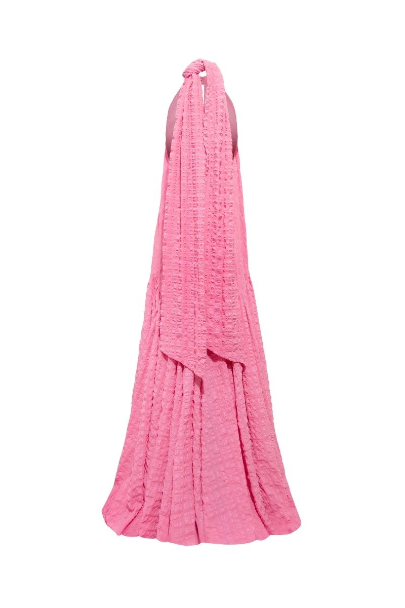 Sisters TALIA Maxi Dress in Powder Rose, flowing sleeveless dress with a soft pastel pink color, perfect for summer occasions.
