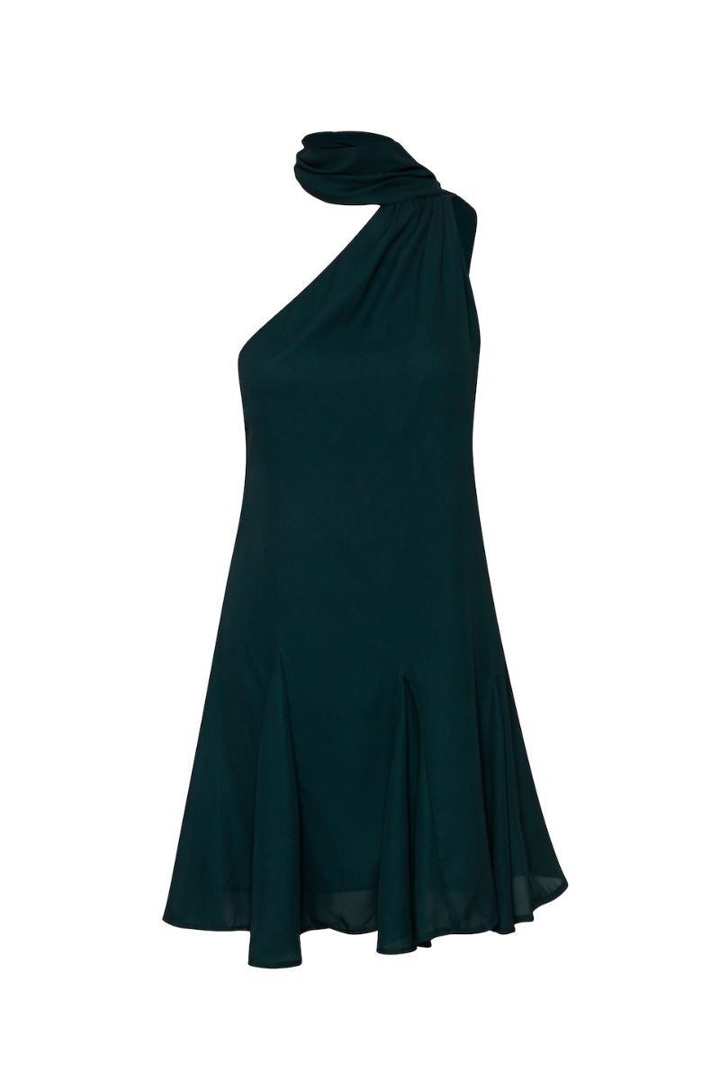 ARI MINI DRESS IN FOREST GREEN