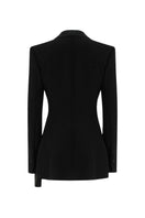 LEKIEU Darcey black blazer jacket with tailored fit, lapel collar, and long sleeves, styled for a sleek, sophisticated look.