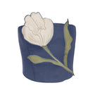 Navy tulip top by Estefania, featuring a stylish design with a fitted silhouette and elegant floral pattern.