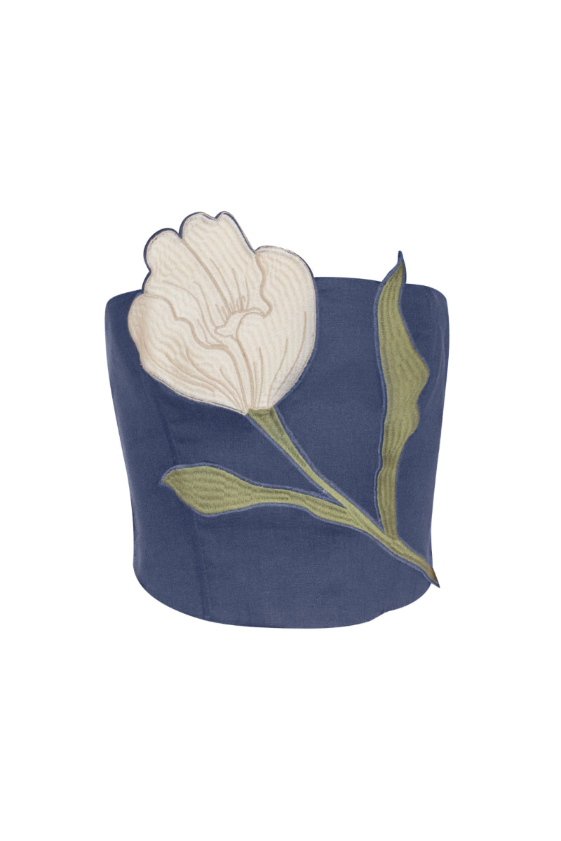 LOVELY TULIP TOP IN NAVY - CULT MIA