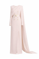 White Plan Miranda gown, elegant white dress with flowing fabric and detailed design, perfect for formal occasions.