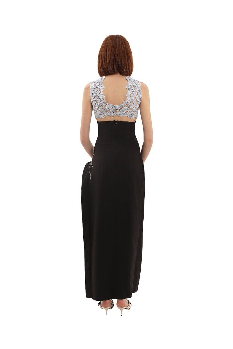 BLUE CROCHET AND SEQUINS MINI TOP - CULT MIA