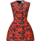 Sculpted neon green mini dress in flora print by Chictopia, featuring fitted design and sleeveless style for a bold, fashionable look.