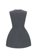 Gray sculpted neoprene mini dress by Chictopia, form-fitting style with sleek design and minimal detailing.
