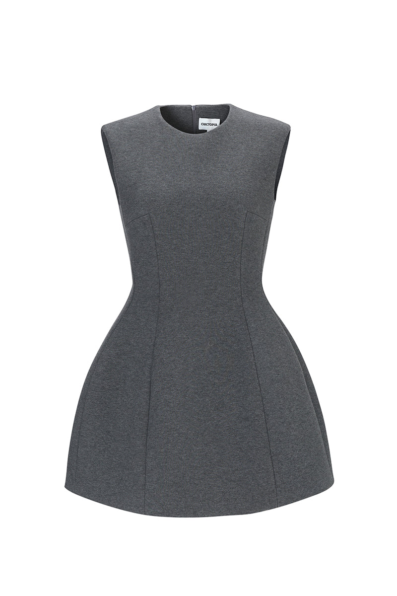SCULPTED NEOPRENE MINI DRESS IN GRAY