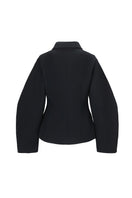 Black sculpted volume jacket from Chictopia showing the fitted silhouette and modern design details.